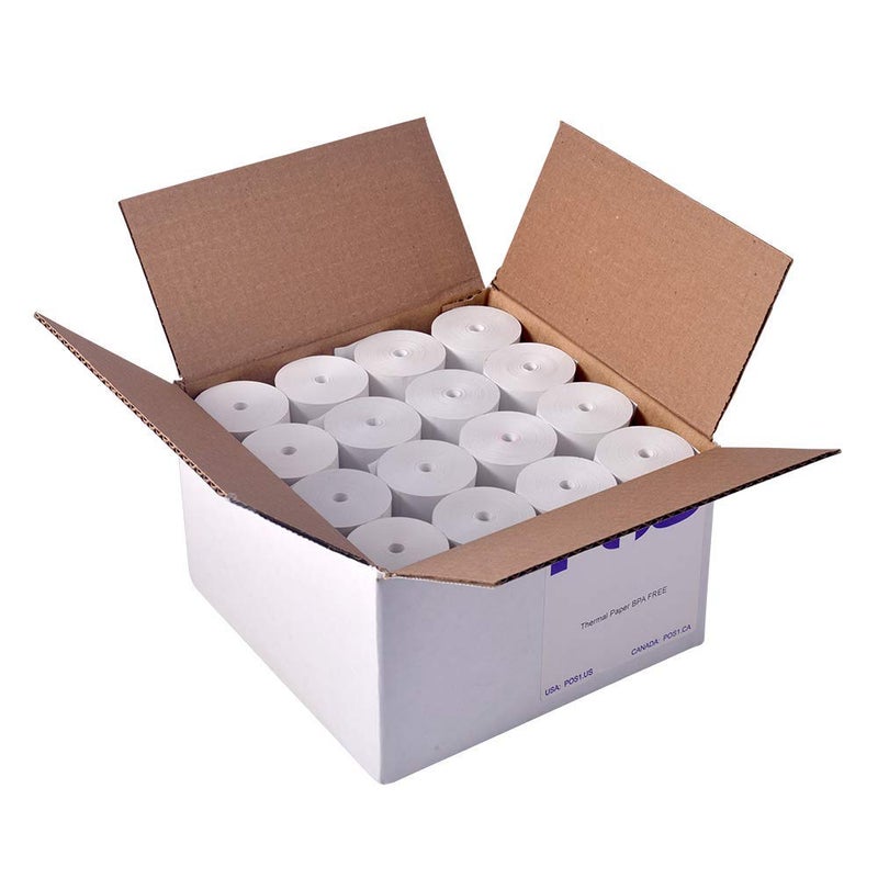 POS1 4 3/8 x 125 feet x 16 rolls CORELESS BPA Free Thermal Paper Rolls for Zebra QLn420 and Star TSP800 Mobile Thermal Receipt Printers. 50mm diameter - Image 1